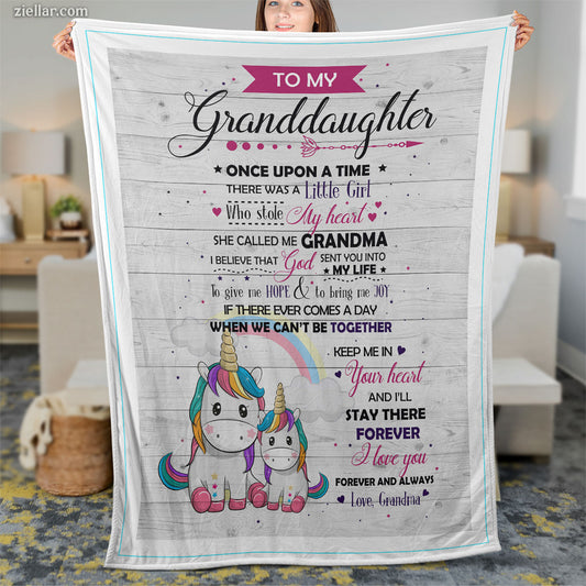 To My Granddaughter Quilt Blanket, Fleece Blanket Unicorn Gift from Grandma, Custome Name