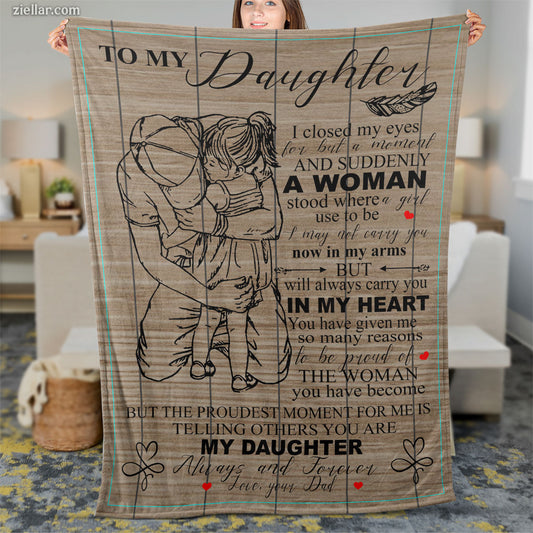 To My Daughter Quilt Blanket, Fleece Blanket Empowering Words Gift from Parent