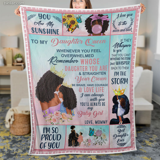 To My Daughter Quilt Blanket, Fleece Blanket Gift from Mom with Encouraging Messages
