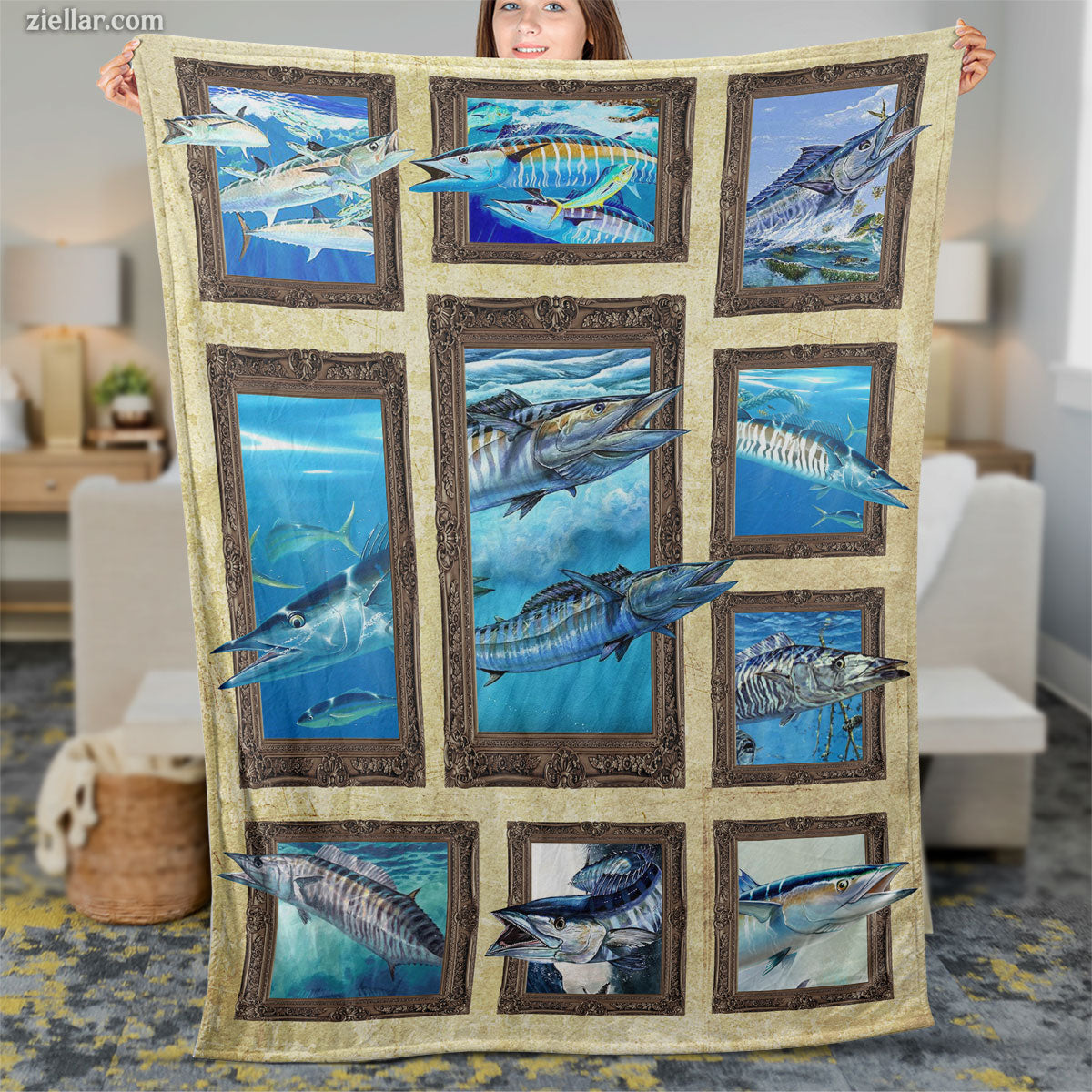 Shark Adventure Quilt Blanket, Fleece Blanket Ocean Animal Gift for Boys and Nature Fans