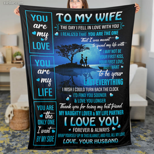 To My Wife Quilt Blanket, Fleece Blanket Romantic Starry Gift from Loving Husband