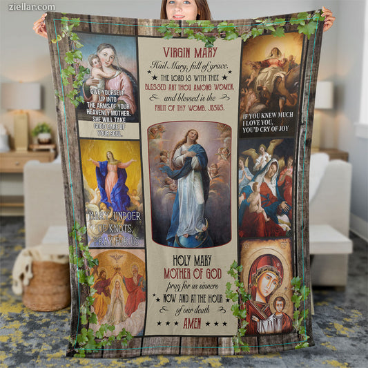 Christian Quilt Blanket, Fleece Blanket with Bible Verses and Inspirational Art Panels