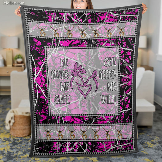 Love Makes Me Whole Quilt Blanket, Fleece Blanket with Heart and Deer Tribal Artwork