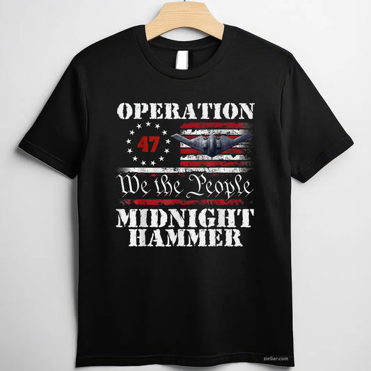 Midnight Hammer B-2 Stealth Jet Operation Midnight Hammer Tee and T-Shirt, Military Jet Tactical Midnight Hammer T-Shirt for Adults