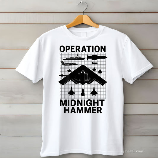 Operation Midnight Hammer Tee and T-Shirt, Military Jet Tactical Midnight Hammer T-Shirt for Adults