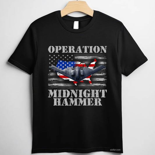 B-2 Stealth Jet Shirt Operation Midnight Hammer Tee and T-Shirt, Military Jet Tactical Midnight Hammer T-Shirt for Adults
