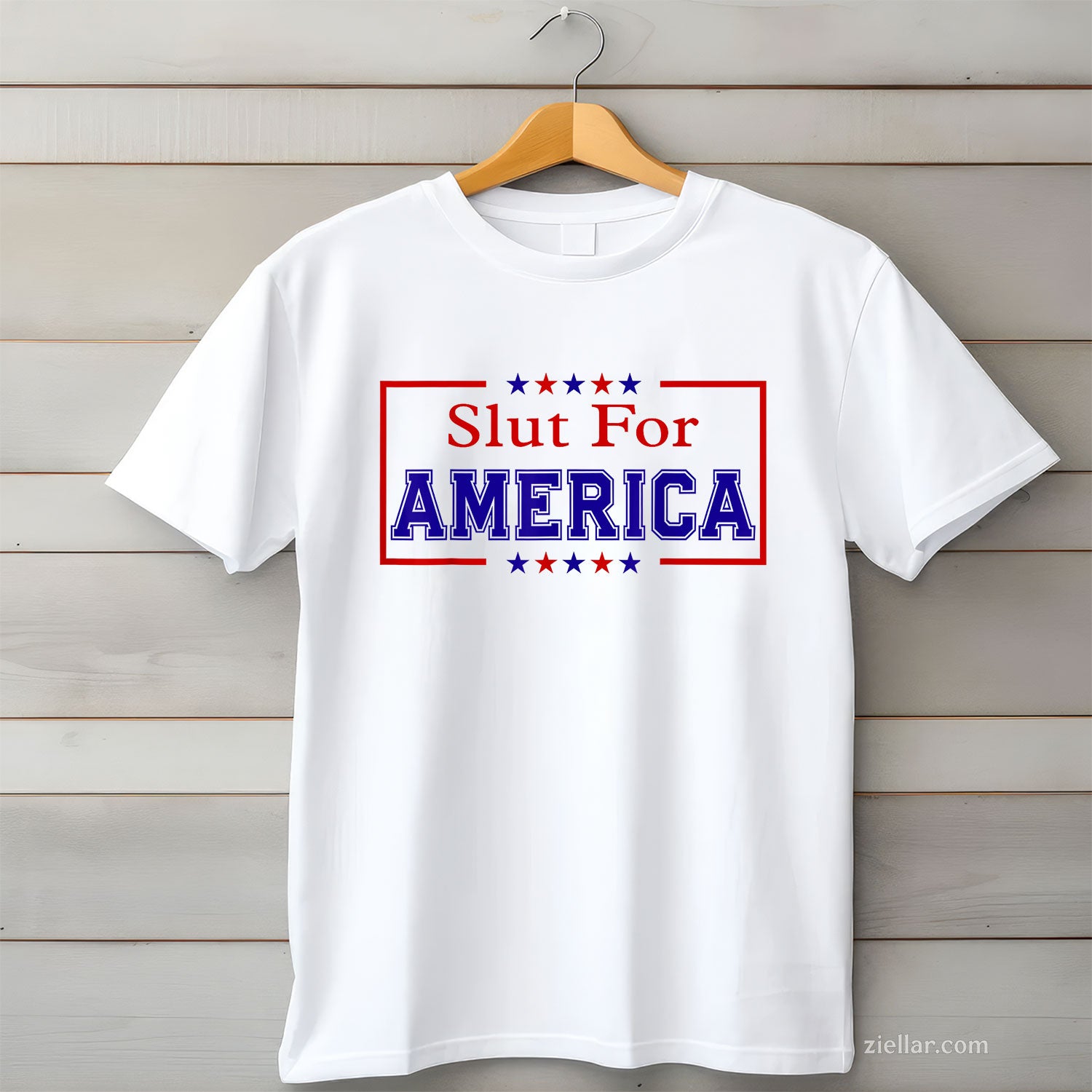 Slut For America 4th Of July Tee and T-Shirt, Funny Patriotic 4th of July USA Freedom T-Shirt for Adults