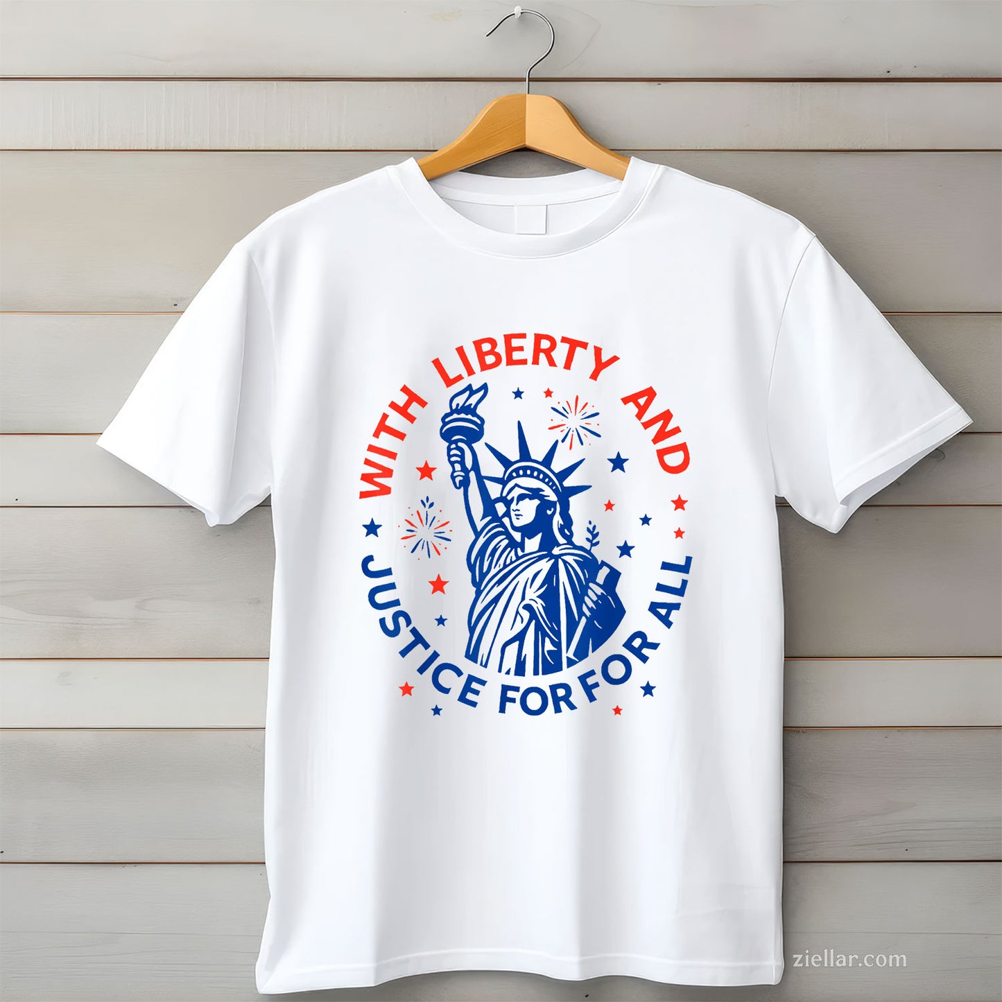 With Liberty And Justice For All Tee and T-Shirt, With Liberty and Justice for All Patriotic USA T-Shirt