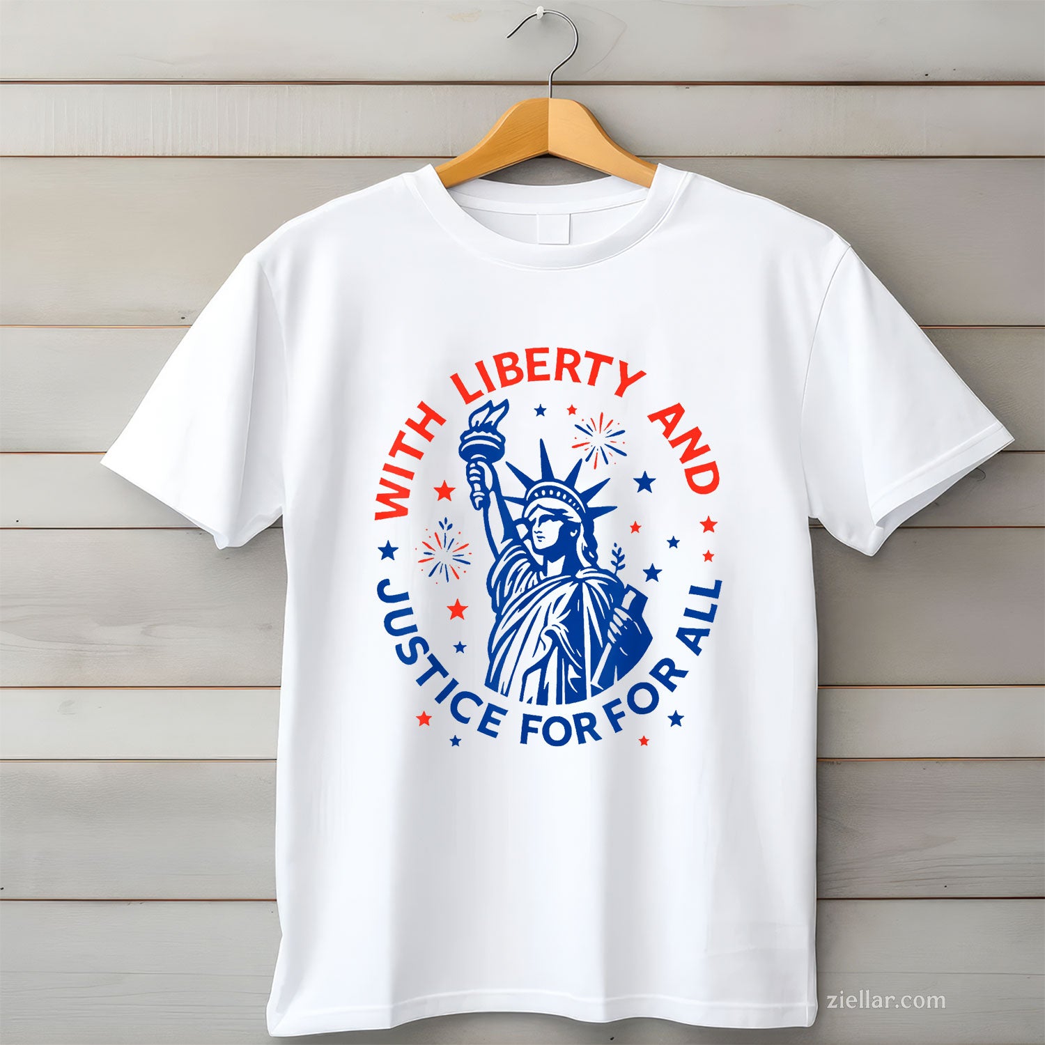 With Liberty And Justice For All Tee and T-Shirt, With Liberty and Justice for All Patriotic USA T-Shirt