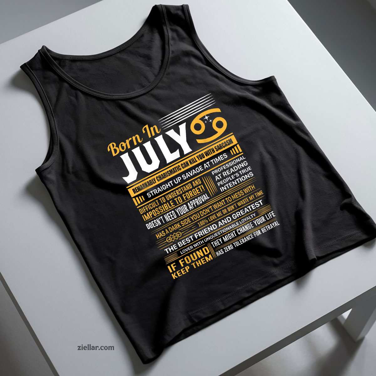 July Birthday Gifts - Born In Cancer Tank Top Shirt, Patriotic USA Independence Day Gift