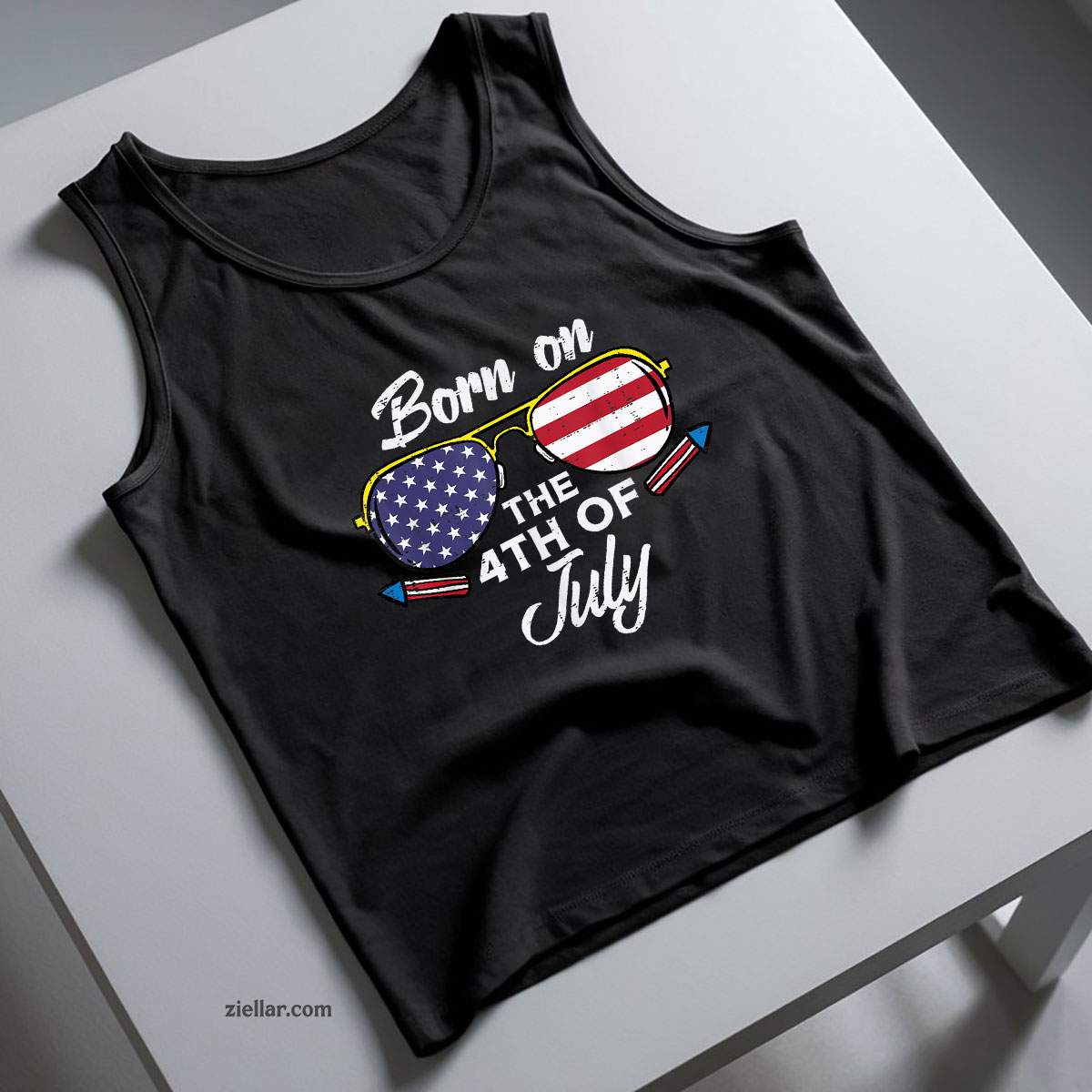 Born On The 4th Of July Sunglasses Fourth Birthday Patriot Tank Top Shirt