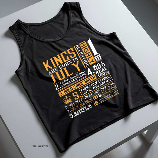 Birthday Gifts - Kings are Born In July Tank Top Shirt, Patriotic USA Independence Day Gift