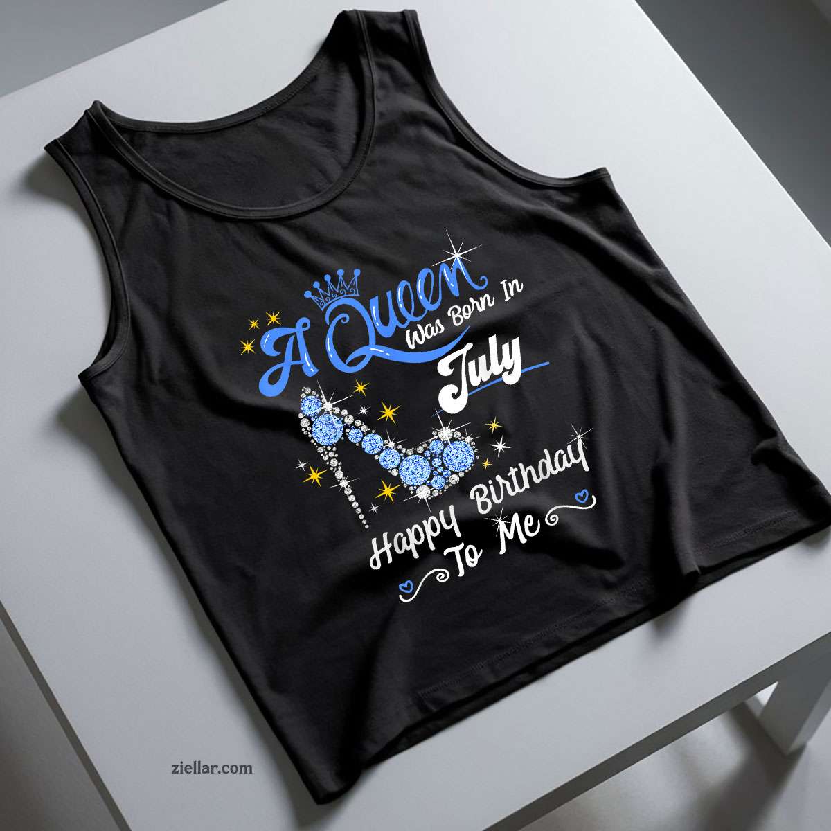 A Queen was Born in July Happy Birthday To Me High Heel Tank Top Shirt
