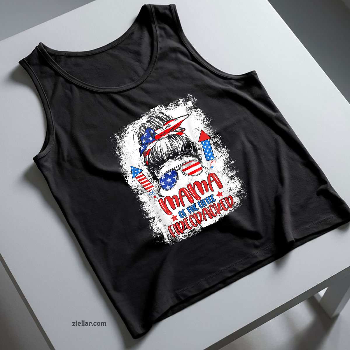 Mama Of The Little Firecracker 4th of July Birthday For Mom Tank Top Shirt