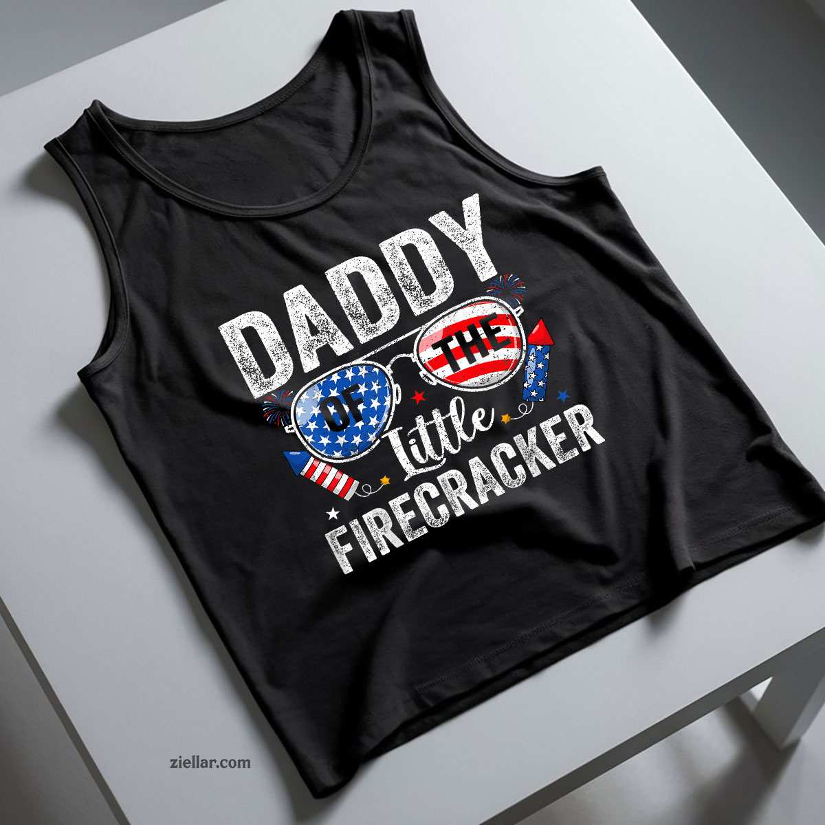 4th of July Birthday Dad Daddy Of The Little Firecracker Tank Top Shirt