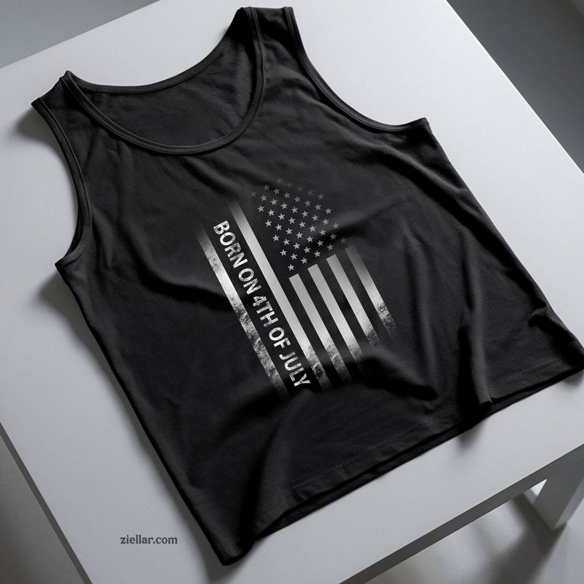 4th of July Birthday American Flag Born on the Fourth Tee Tank Top Shirt