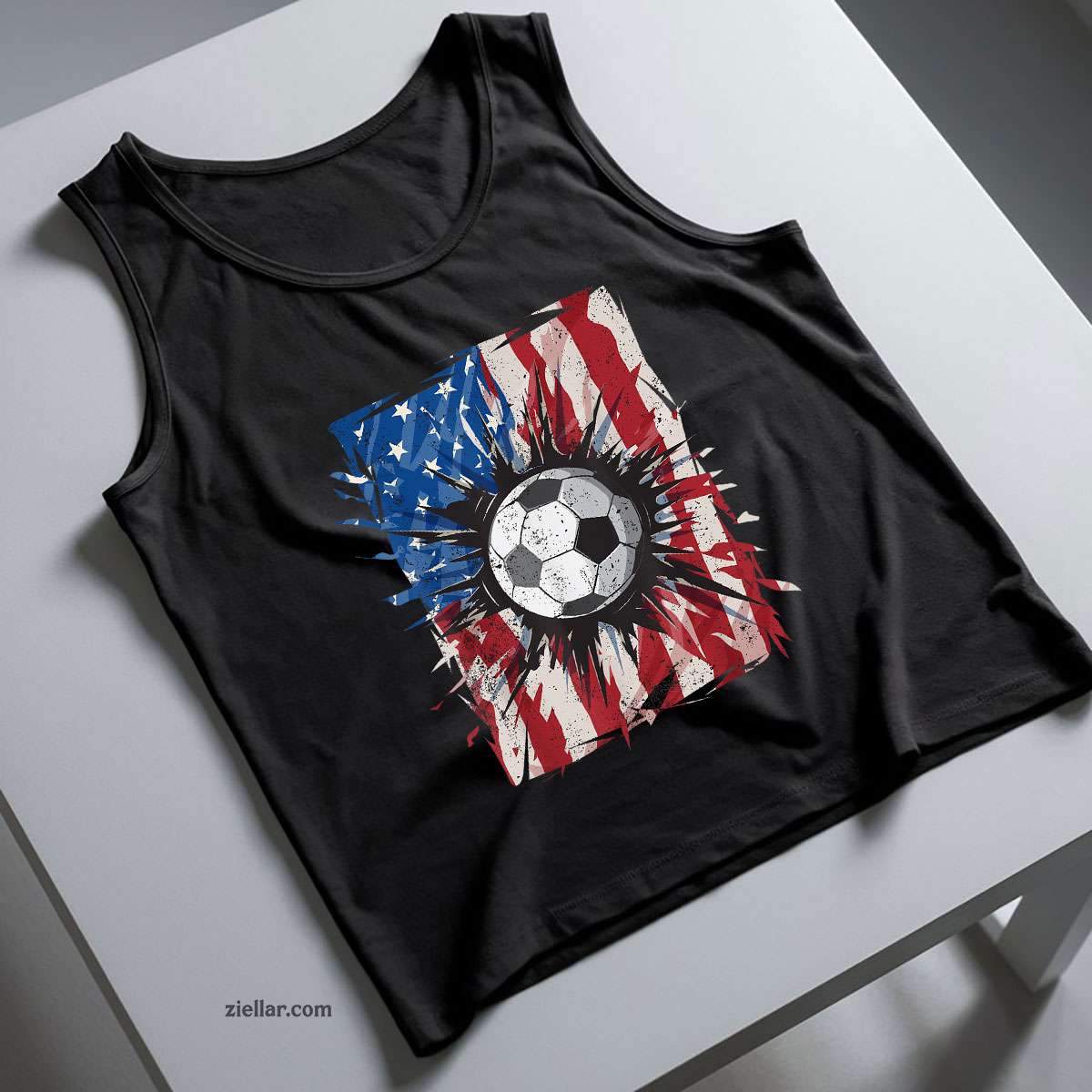 Patriotic Soccer 4th of July Men USA American Flag Boys Tank Top Shirt