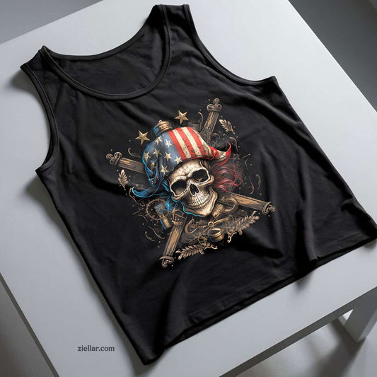 Pirate 4th of July American Flag USA America Funny Tank Top Shirt, Patriotic Independence Day Gift