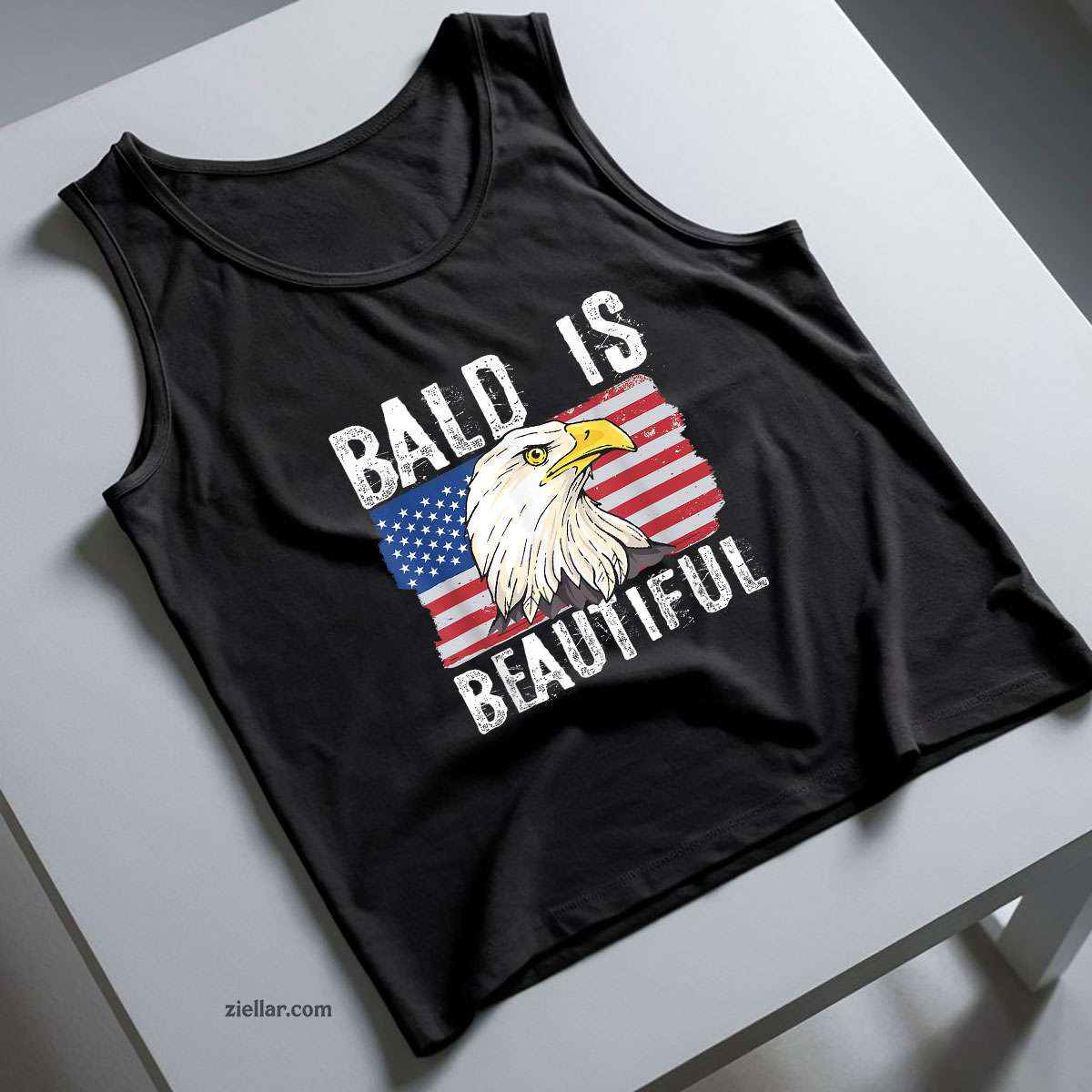 Bald Is Beautiful 4th of July Independence Day Bald Eagle Tank Top Shirt Tee for Men Women Unisex