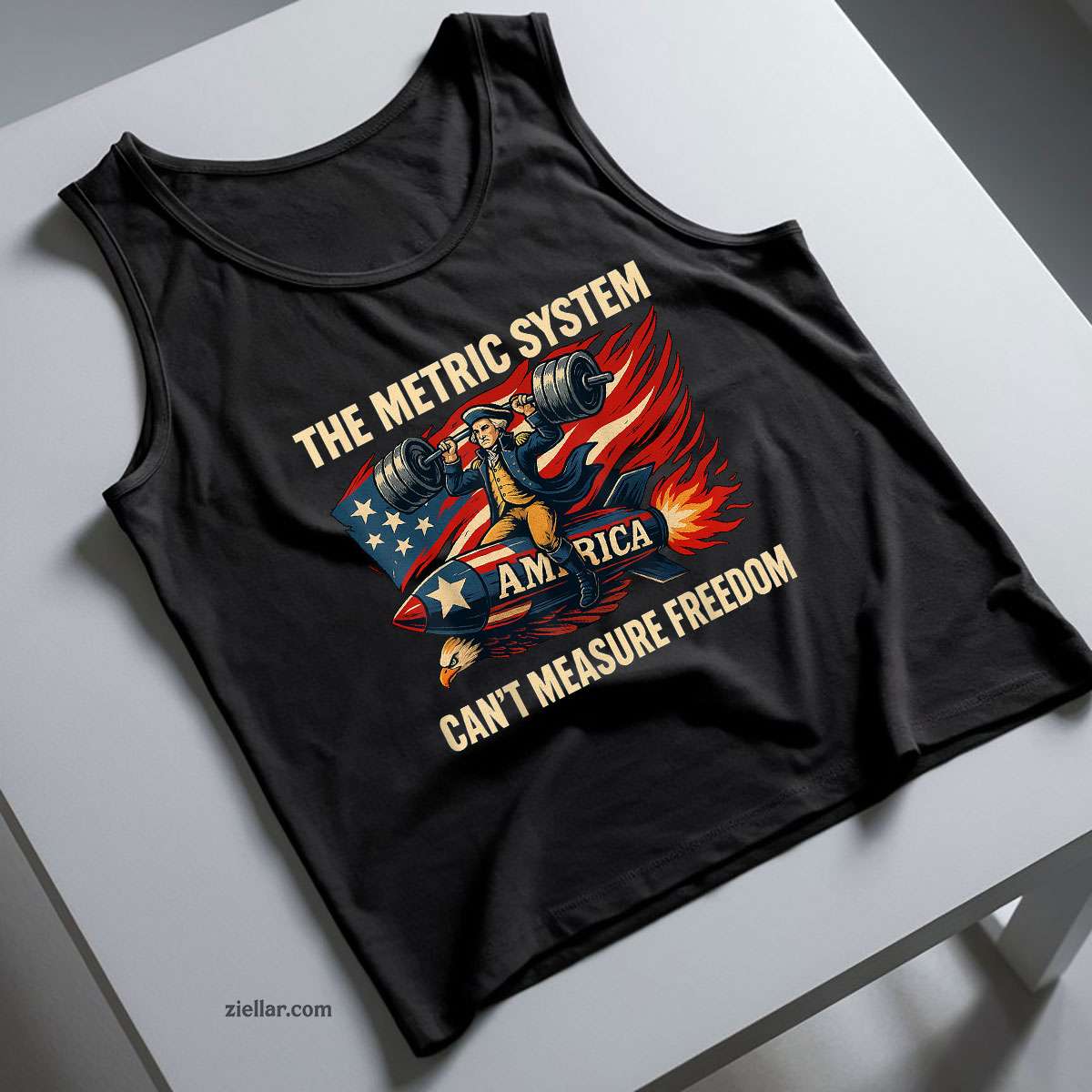 The Metric System Can't Measure Freedom Funny 4th of July Tank Top Shirt Tee for Men Women Unisex