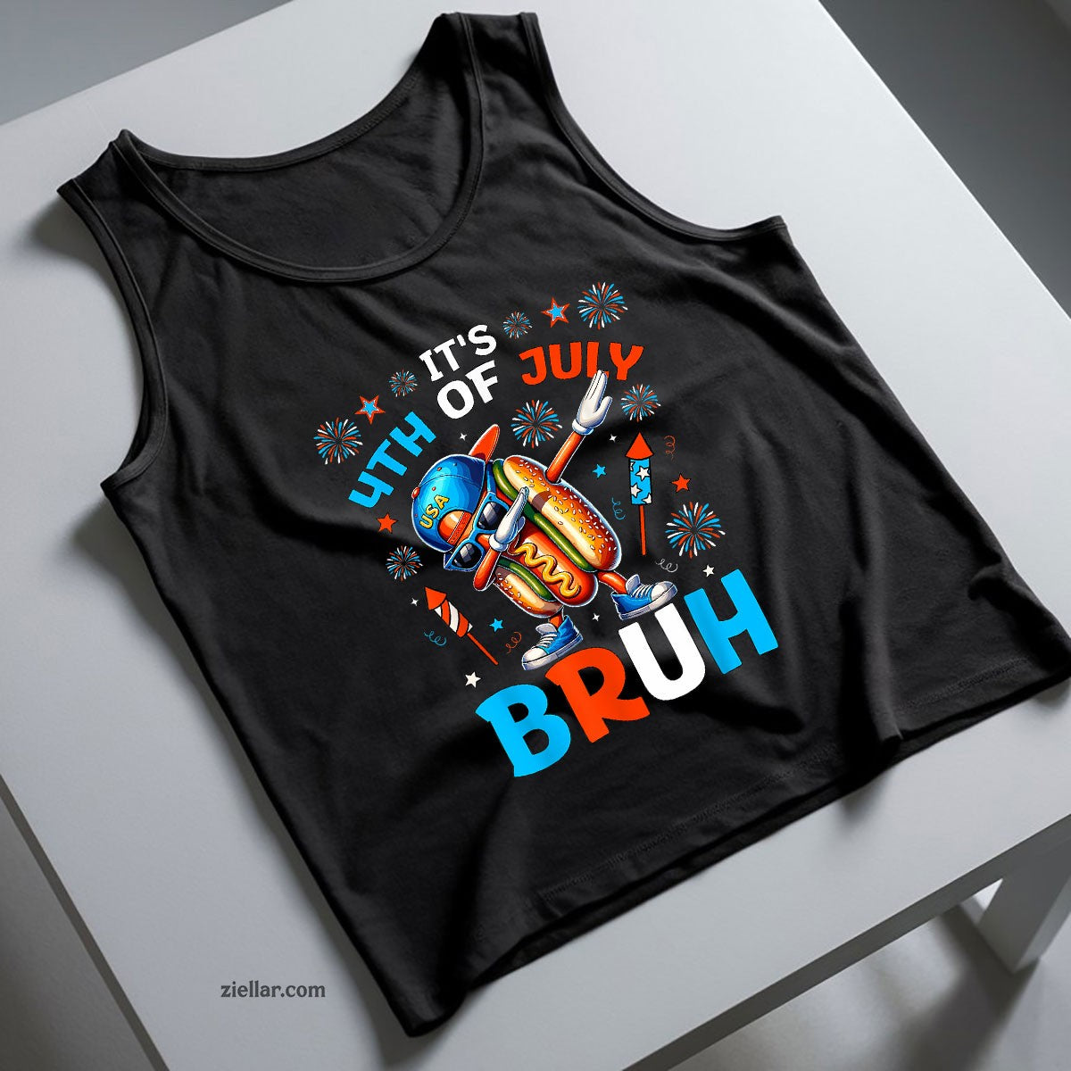 Bruh 4th Of July Hotdog Funny Fourth of July Tank Top Shirt Tee for Men Women Unisex