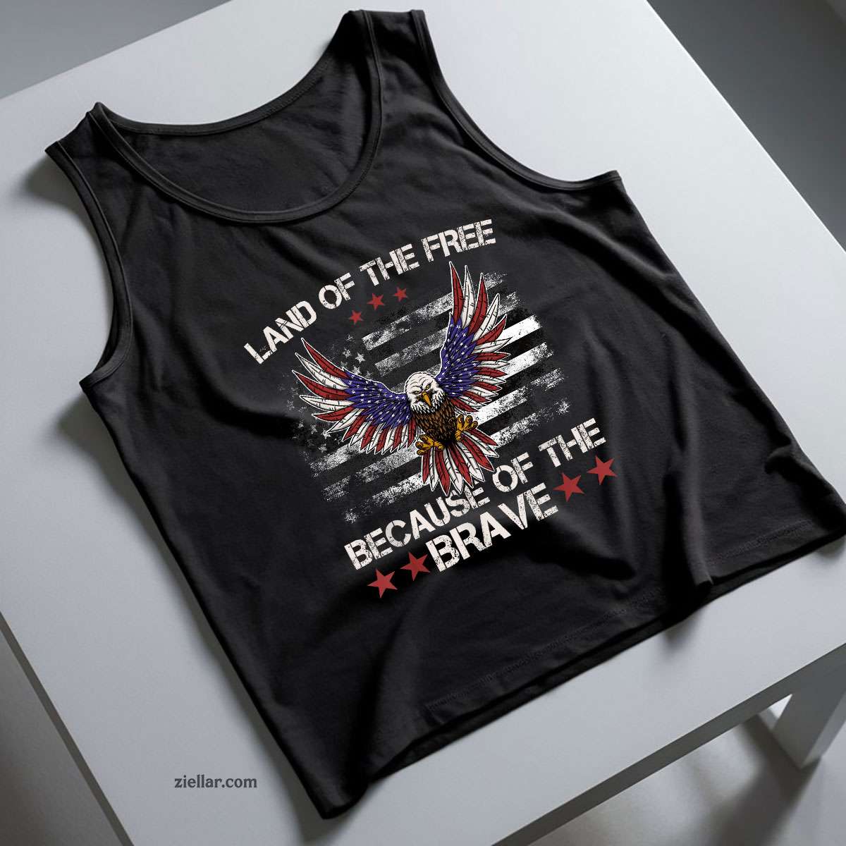America Eagle _ Land of the Free Because of the Brave Tank Top Shirt Tee for Men Women Unisex