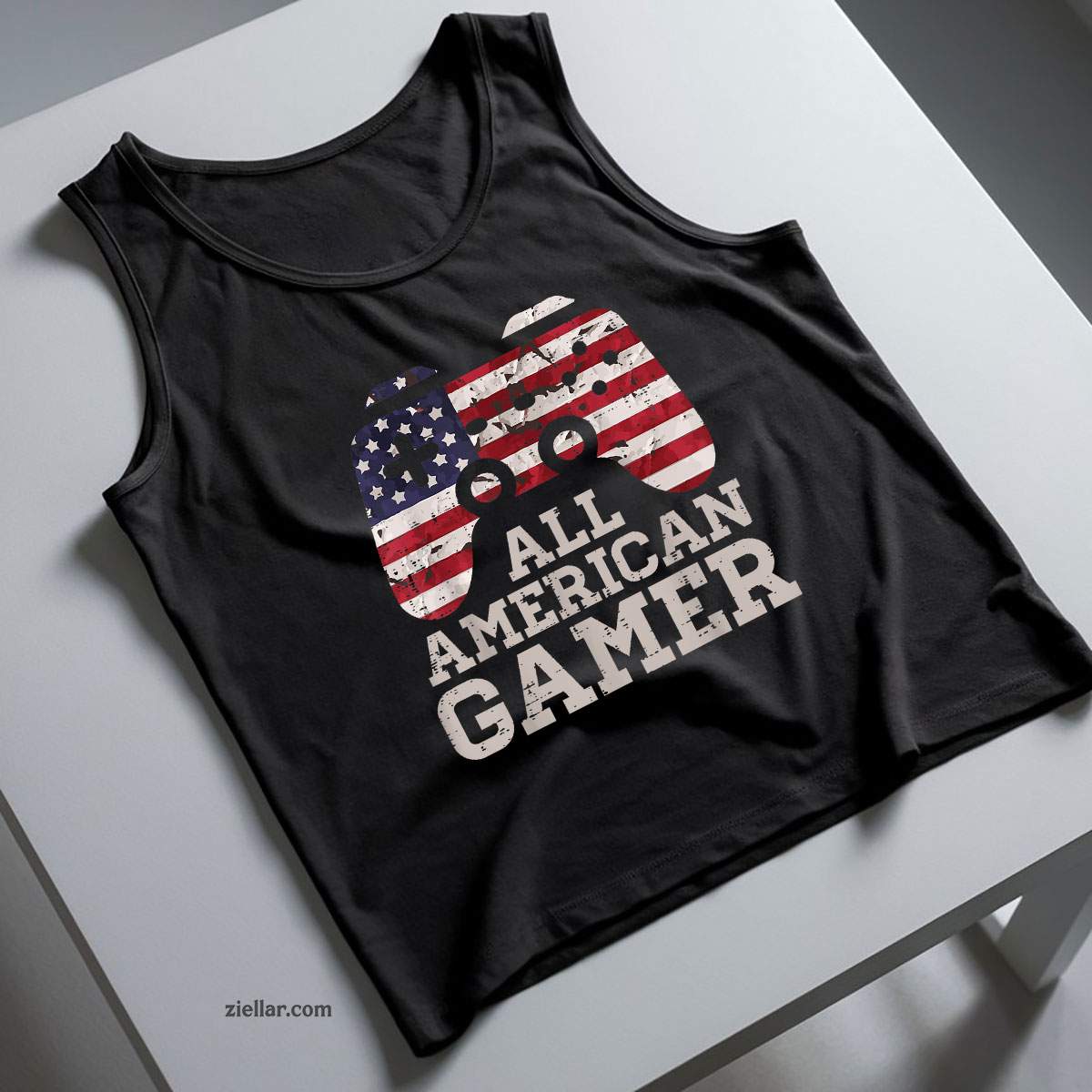4th July All American Gamer Patriot Men Tank Top Shirt Tee Patriotic USA Independence Day Design