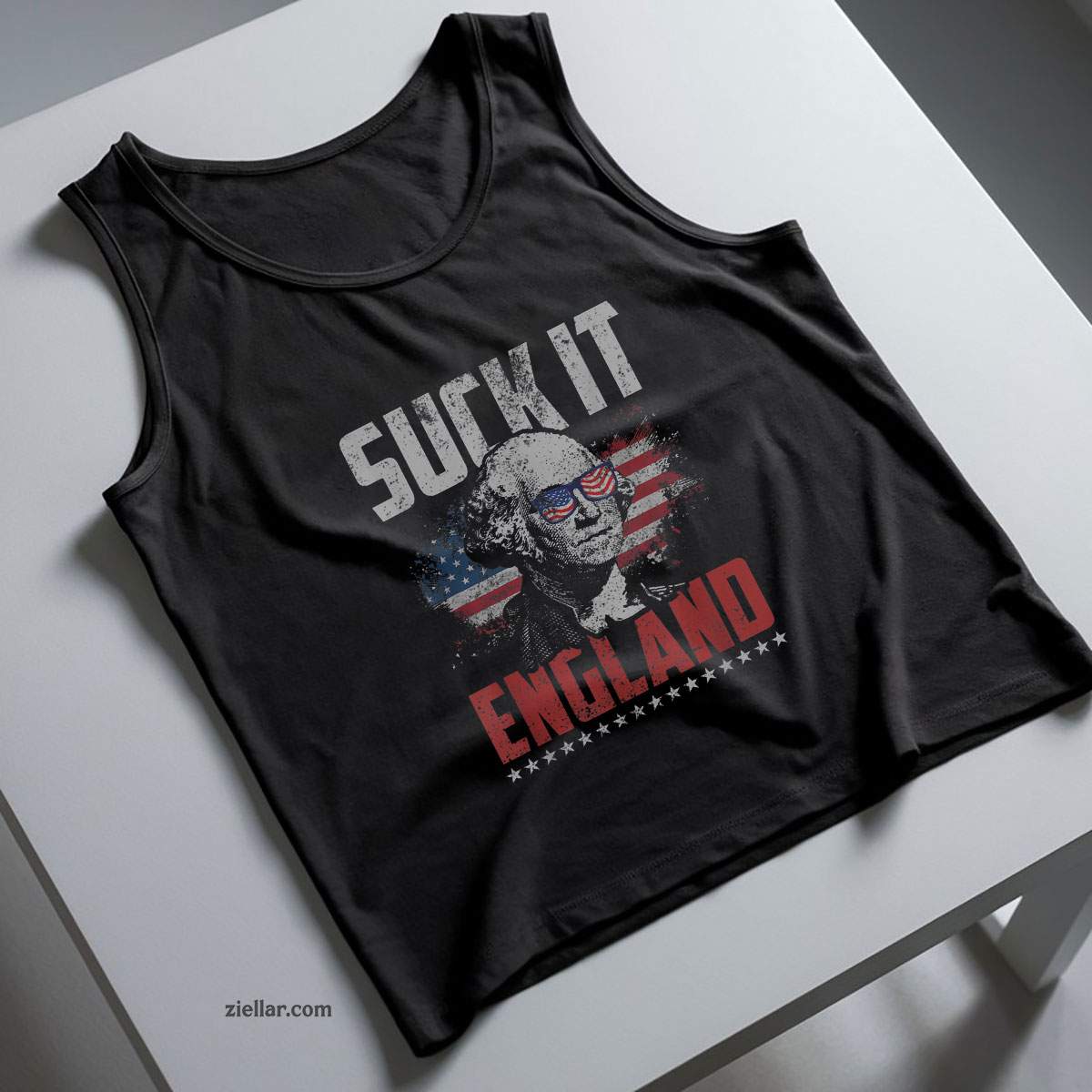 Suck It England George Washington 4th of July American Flag Tank Top Shirt Tee for Men Women Unisex