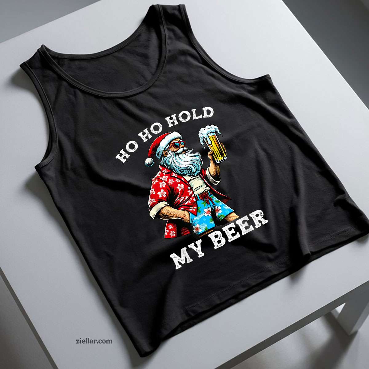 Funny Santa With Sunglasses And Beer Christmas in July Tank Top Shirt Funny Christmas in July Tee and Tank Top Shirt for Men Women Adults