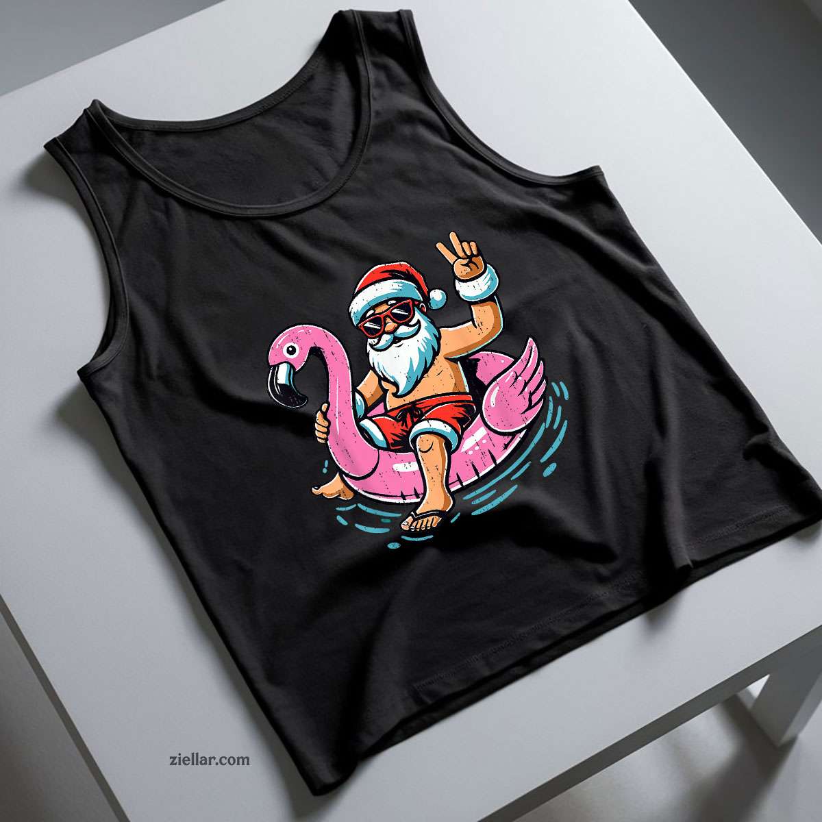 Christmas In July Shirt Santa Flamingo Summer Xmas Tank Top Shirt Funny Christmas in July Tee and Tank Top Shirt for Men Women Adults