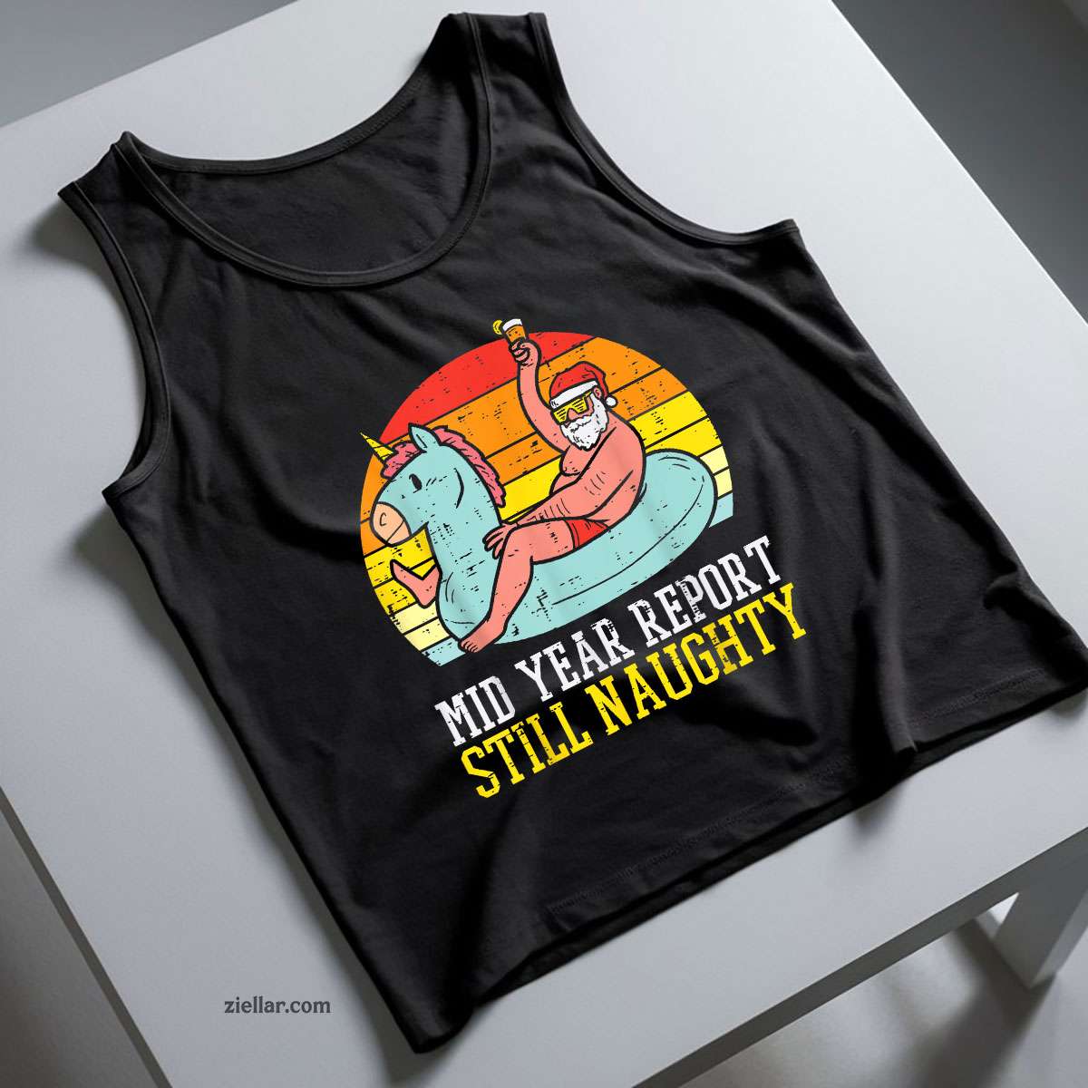 Mid Year Report Still Naughty Santa Summer Christmas In July Tank Top Shirt Funny Christmas in July Tee and Tank Top Shirt for Men Women Adults