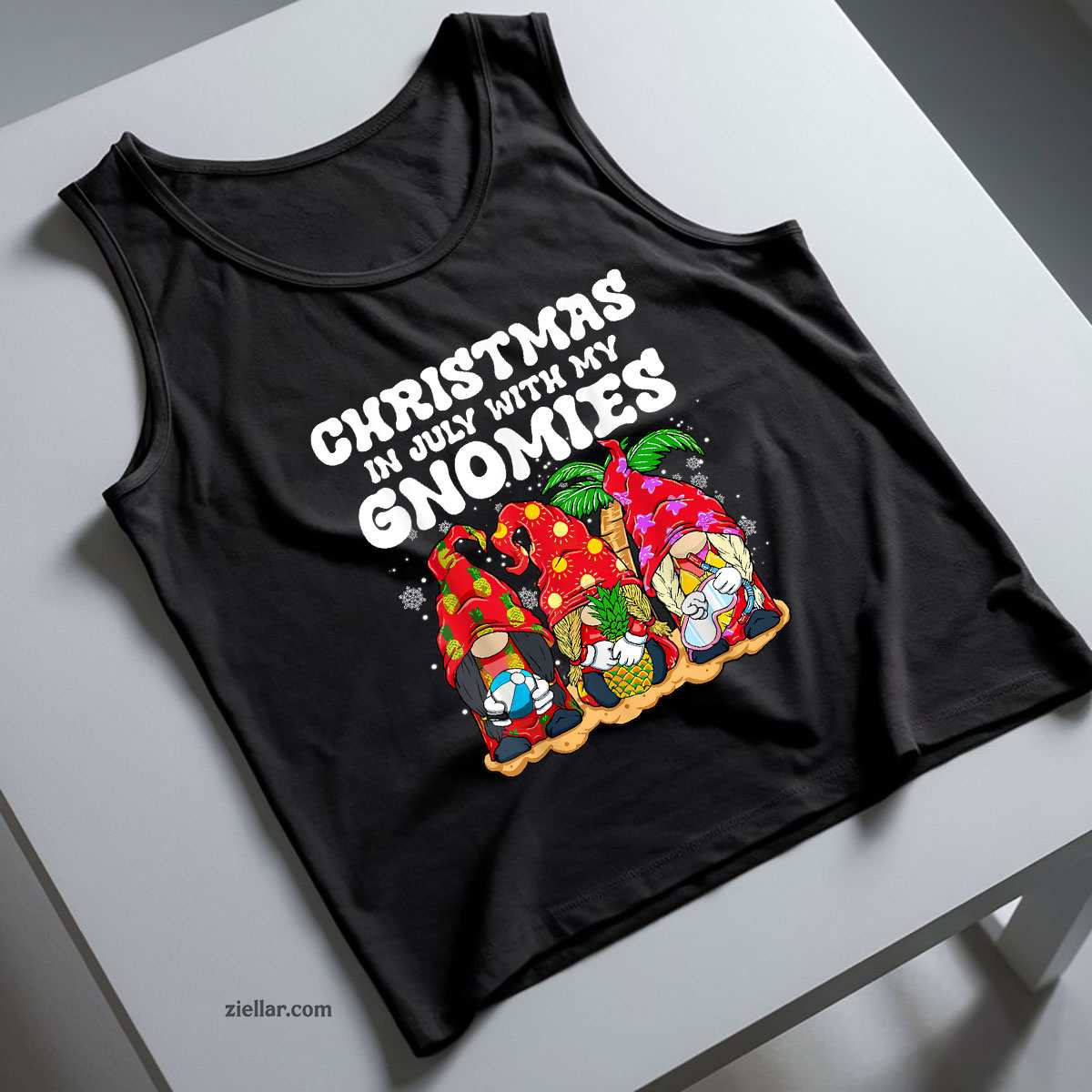 Summer Vacation Gnomes Lover Funny Christmas In July Tank Top Shirt Funny Christmas in July Tee and Tank Top Shirt for Men Women Adults