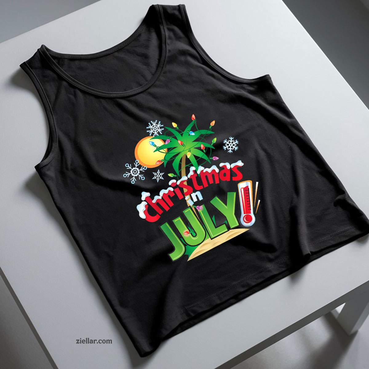Funny Christmas in July Shirt Summer Beach Vacation Xmas Tank Top Shirt Funny Christmas in July Tee and Tank Top Shirt for Men Women Adults