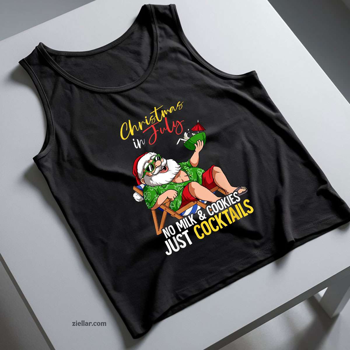 Christmas In July Santa Tank Top Shirt Funny Christmas in July Tee and Tank Top Shirt for Men Women Adults