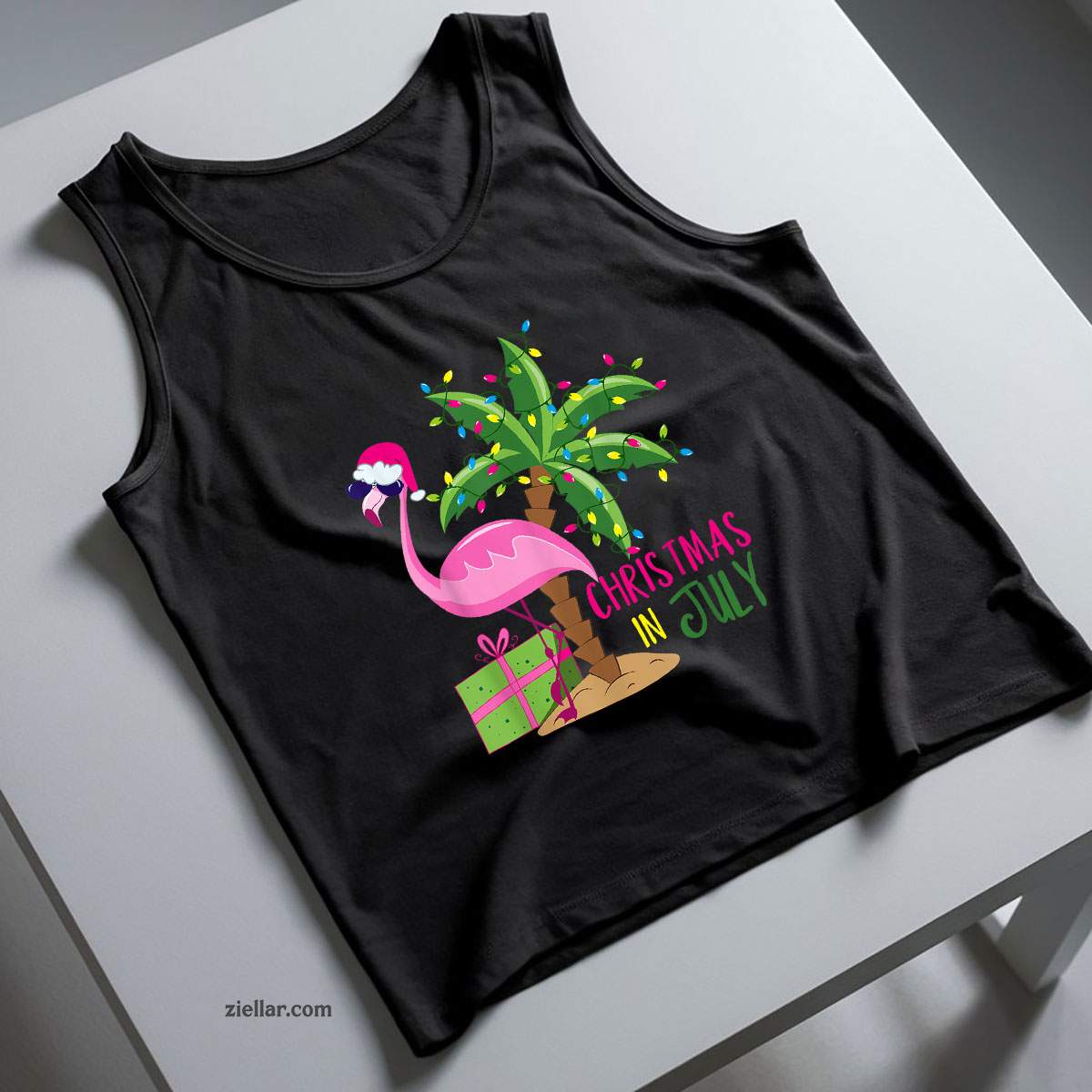 Flamingo Sunglasses Xmas Beach Tropical Christmas in July Tank Top Shirt Funny Christmas in July Tee and Tank Top Shirt for Men Women Adults