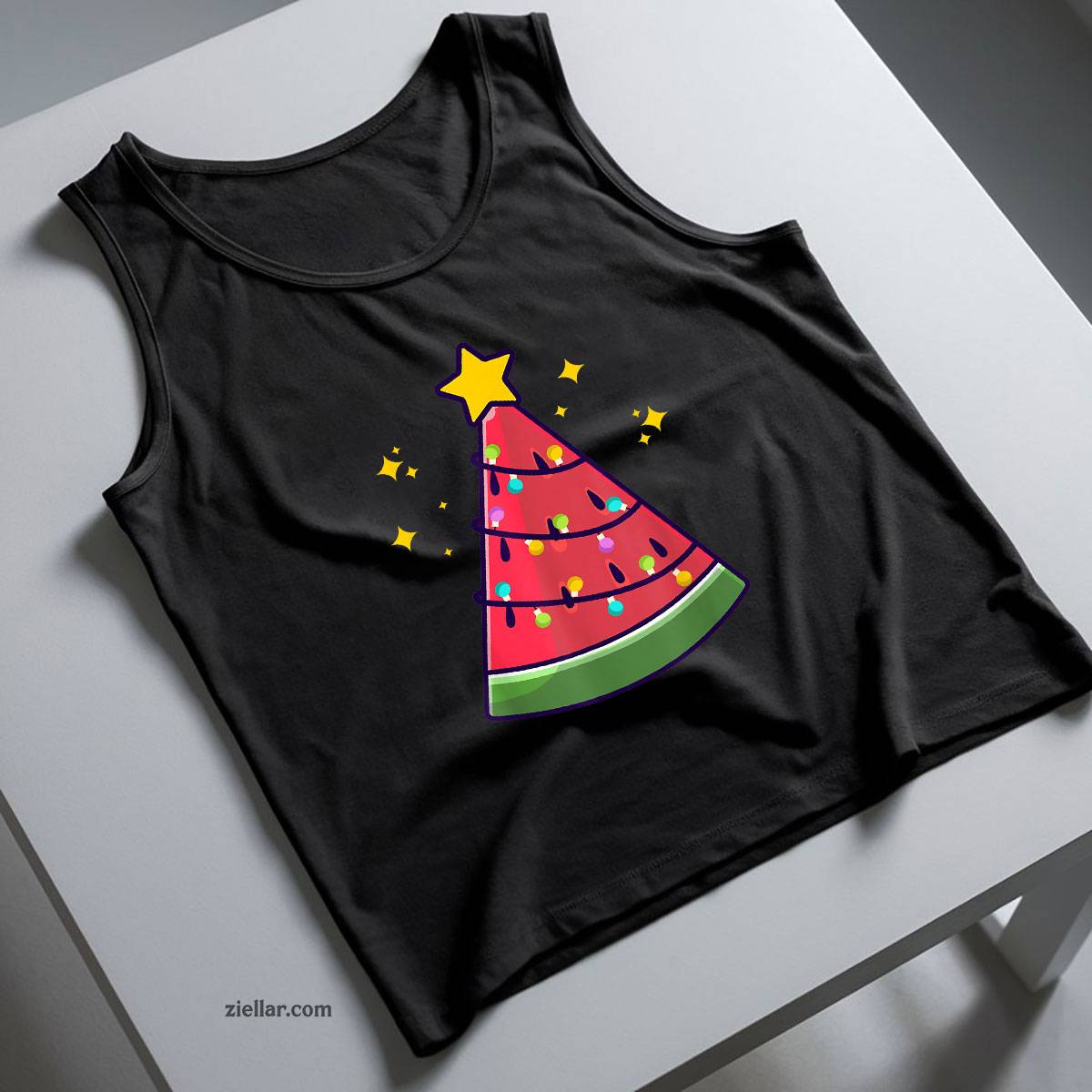 Christmas In July Watermelon Summer Xmas Tree Cute Tank Top Shirt Funny Christmas in July Tee and Tank Top Shirt for Men Women Adults