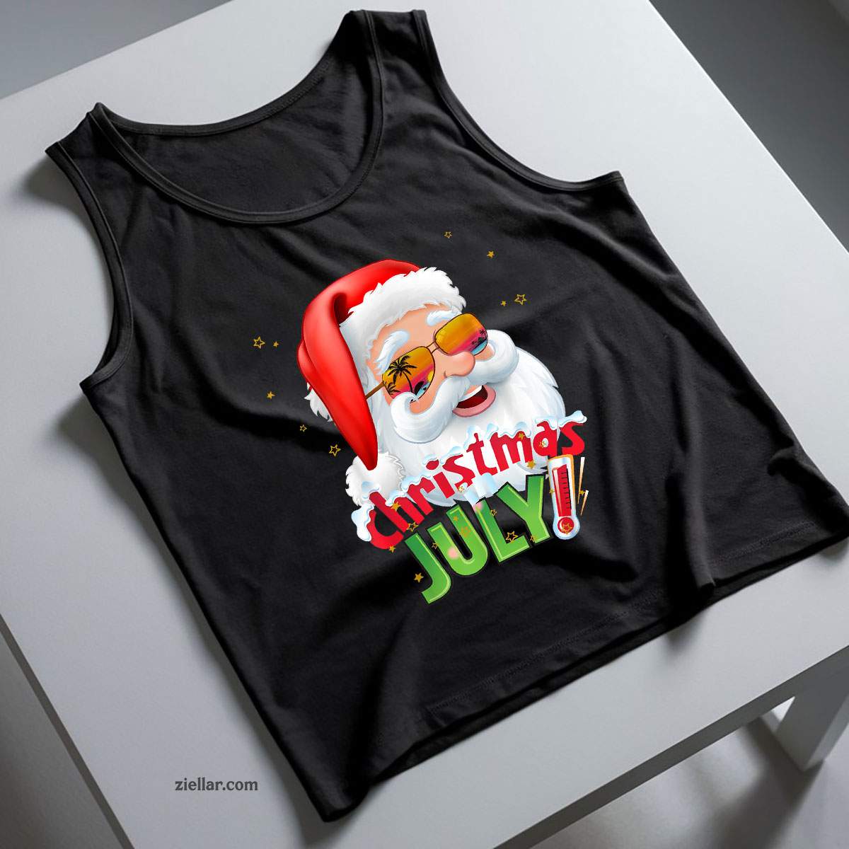 Funny Christmas in July Shirt Summer Santa Sunglasses Xmas Tank Top Shirt Funny Christmas in July Tee and Tank Top Shirt for Men Women Adults Perfect Gift