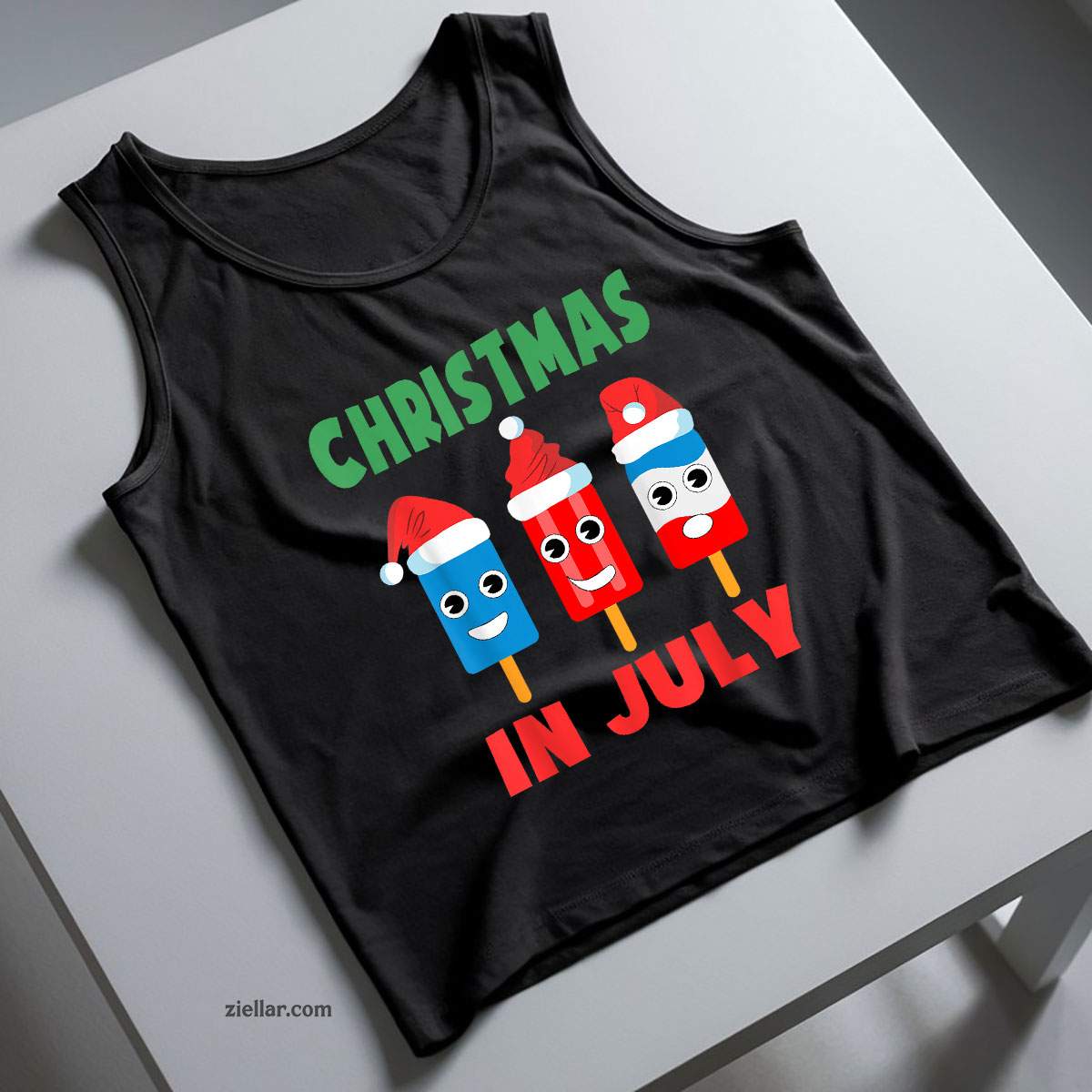 Christmas In July Ice Pops In Santa Hat Cute Tank Top Shirt Funny Christmas in July Tee and Tank Top Shirt for Men Women Adults