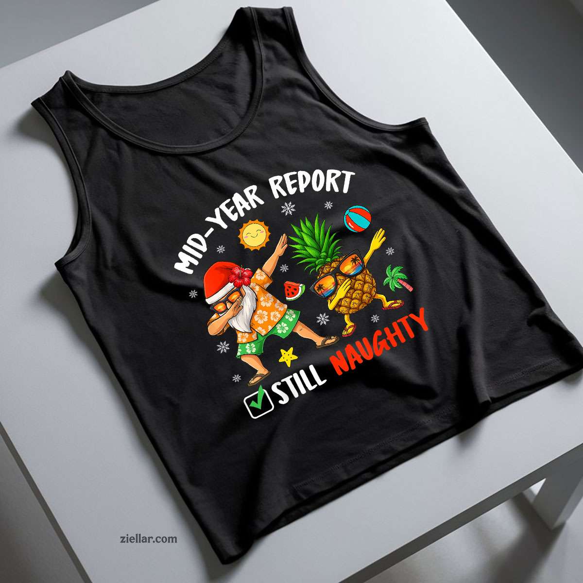 Mid-Year Report Still Naughty Xmas In July Dabbing Santa Tank Top Shirt Funny Christmas in July Tee and Tank Top Shirt for Men Women Adults