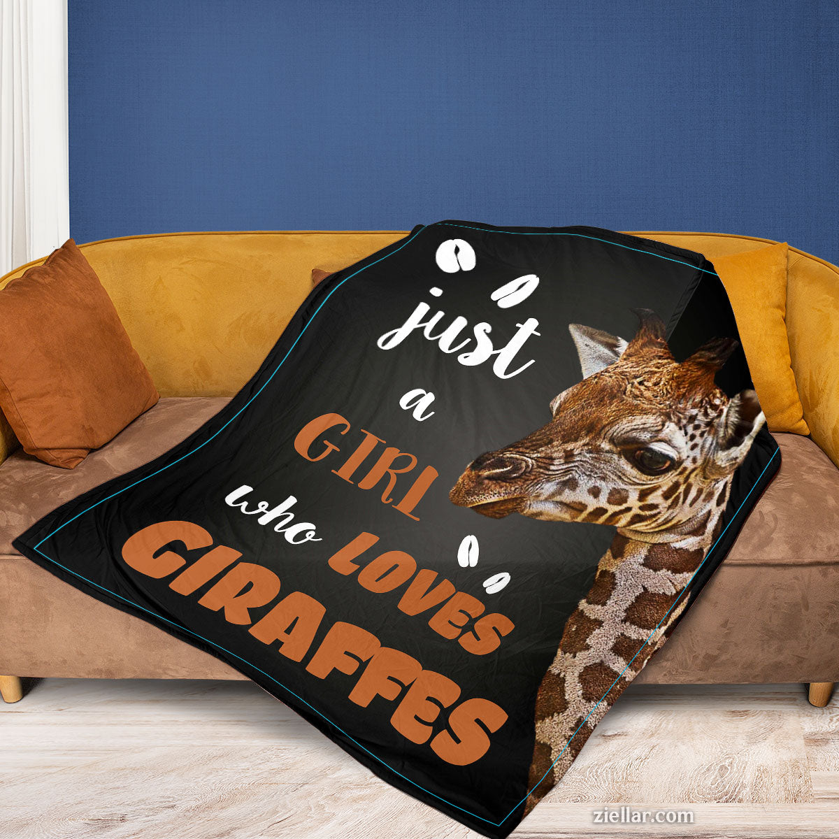 Giraffe Lover Quilt Blanket, Fleece Blanket with Cute Giraffe and Bold Typography Design