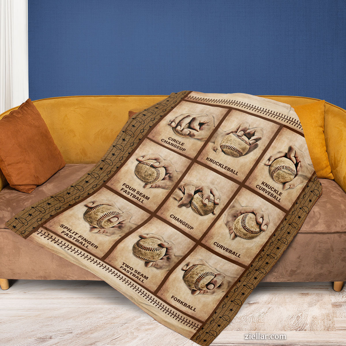 Sea Life Quilt Blanket, Fleece Blanket with Seashell Names and Coastal Nature Theme