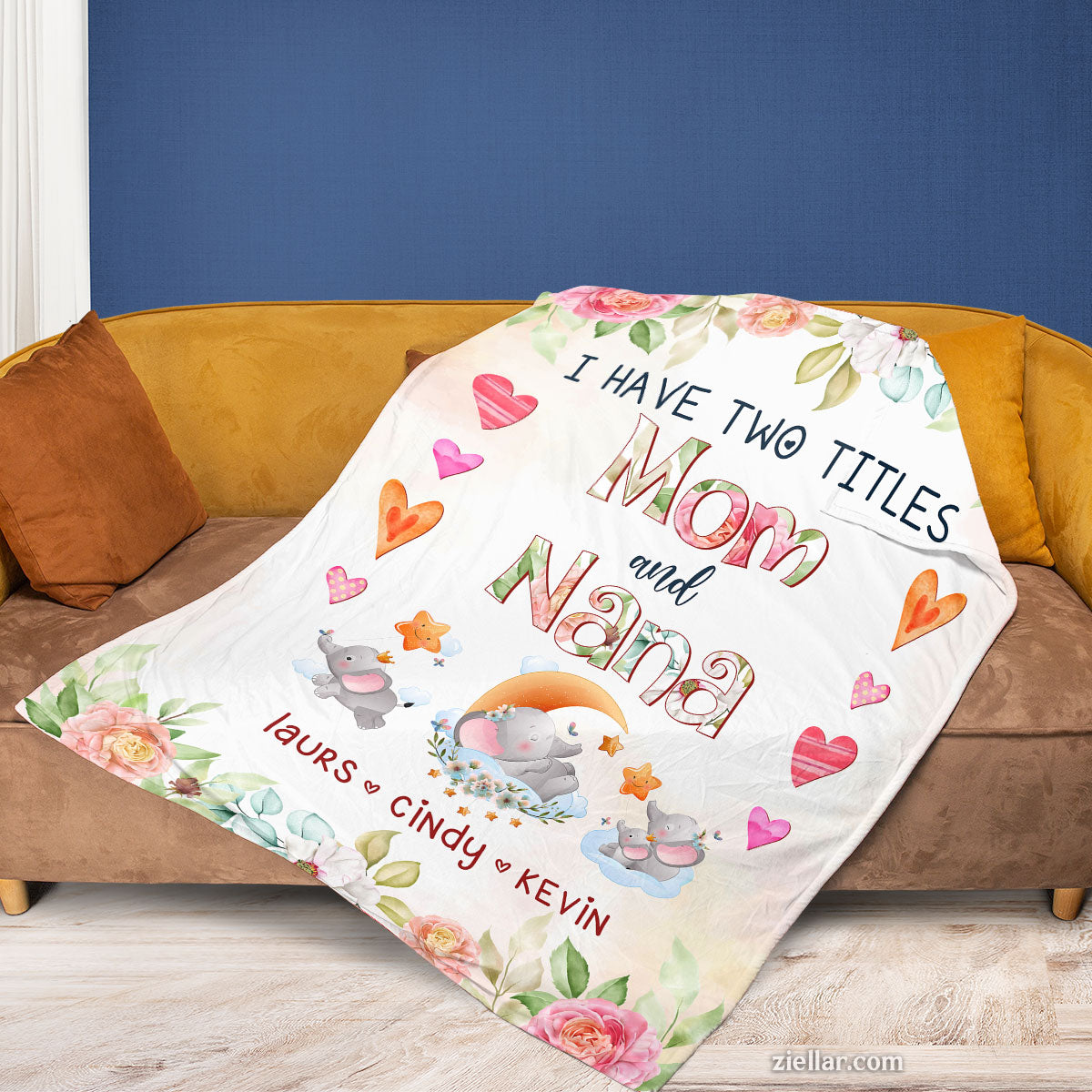 Mom and Nana Quilt Blanket, Fleece Blanket with Floral Design for Mothers and Grandmas