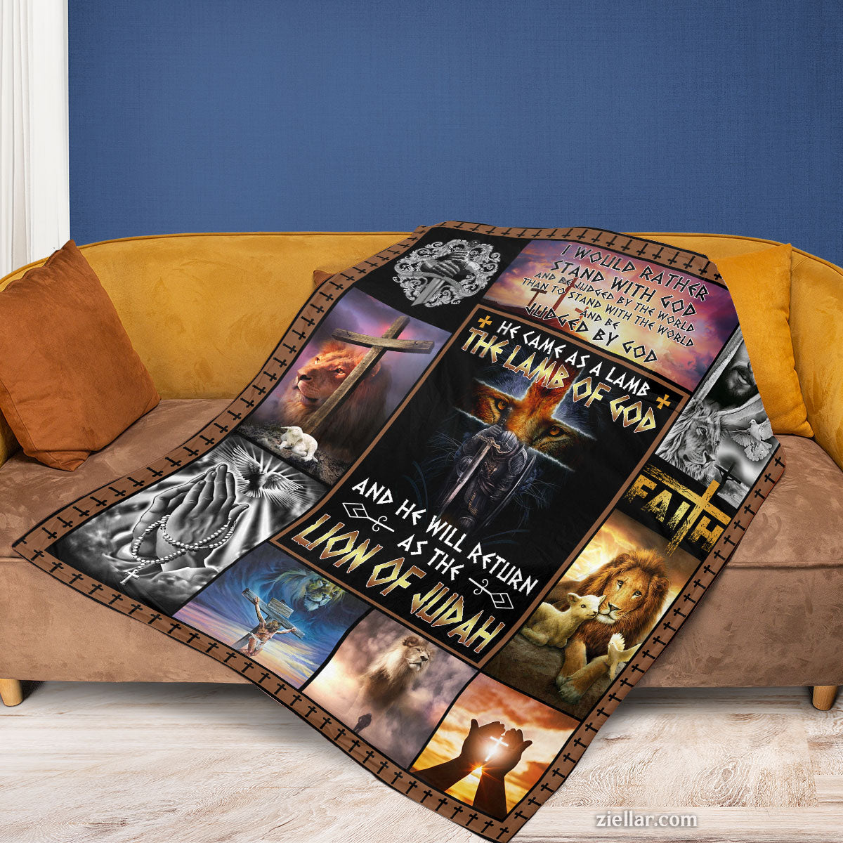 Lion of Judah Quilt Blanket, Fleece Blanket with Christian Theme and Powerful Biblical Imagery