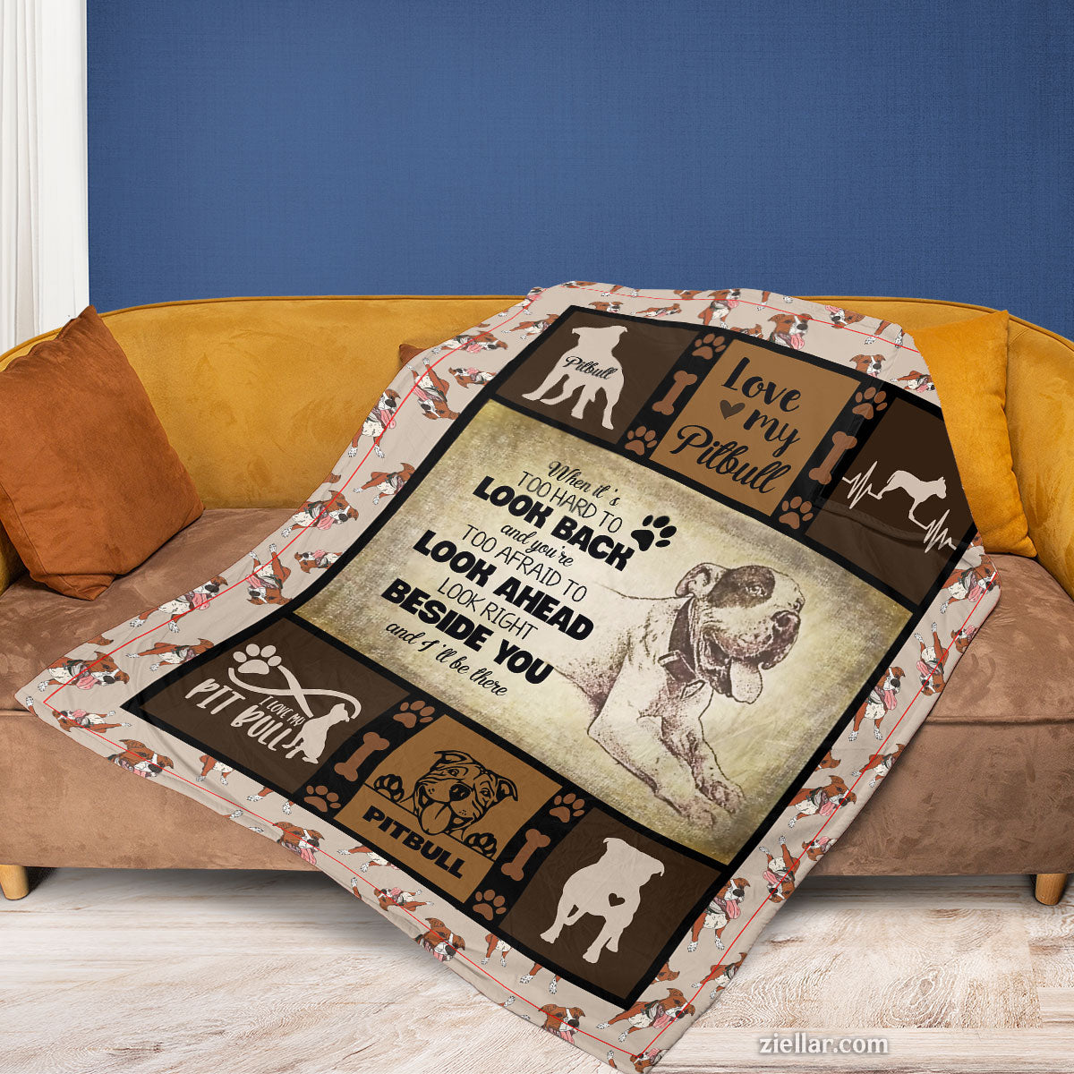 Love Is A Pitbull Quilt Blanket, Fleece Blanket Gift for Dog Lovers, Personalized Custom Name