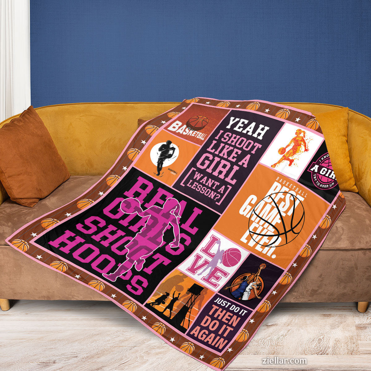 Basketball Girl Power Quilt Blanket, Fleece Blanket Gift with Sports Quotes, Personalized Custom Name