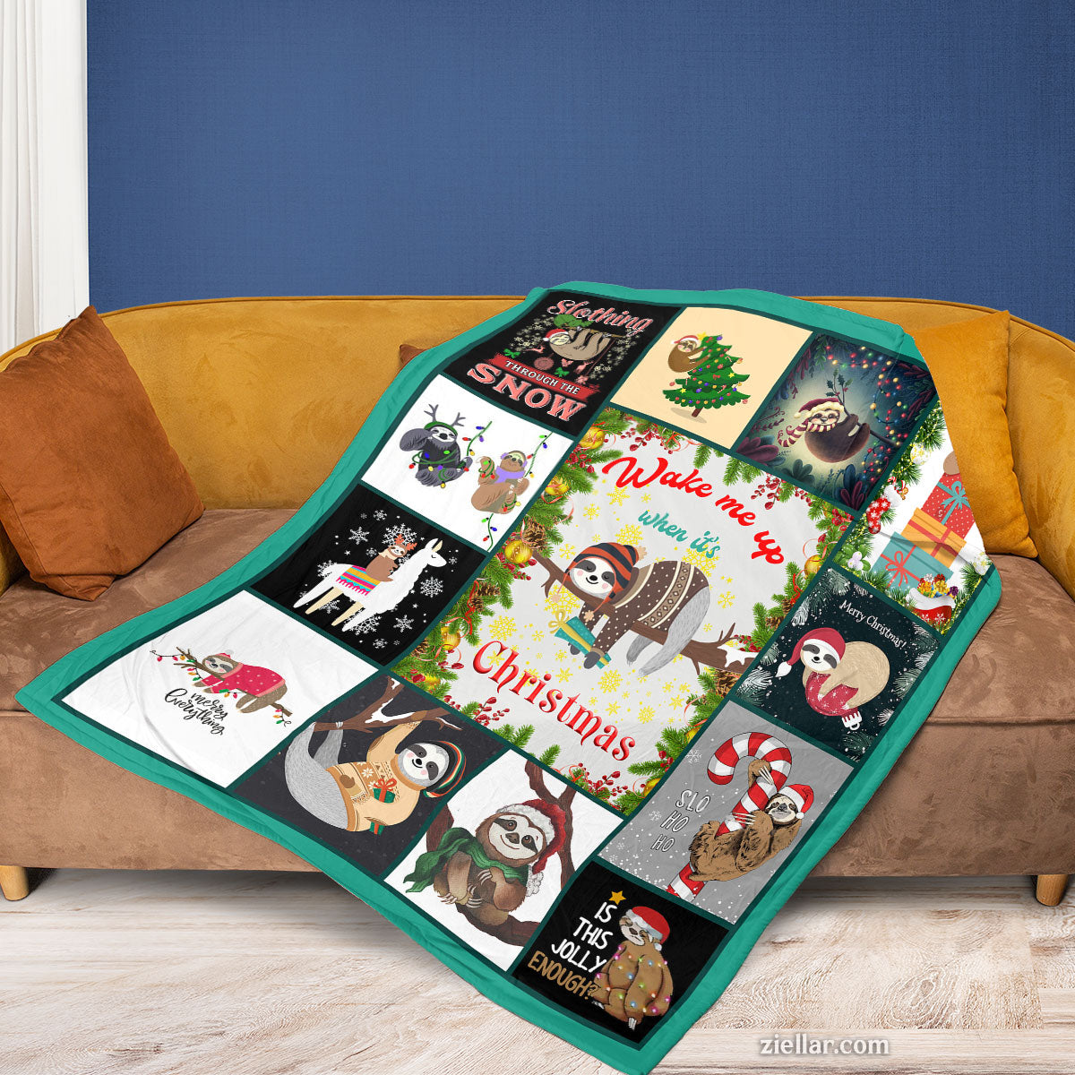 Funny Christmas Dogs Quilt Blanket, Fleece Blanket Gift with Santa Hats, Personalized Name Option