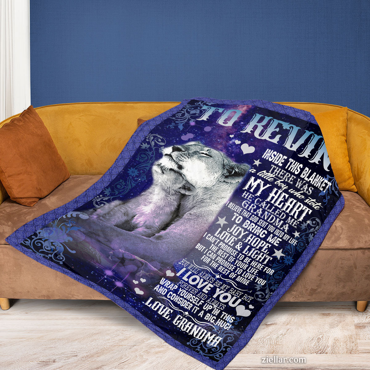 To My Grandson Kevin Quilt Blanket, Fleece Blanket Gift from Grandma, Personalized Option