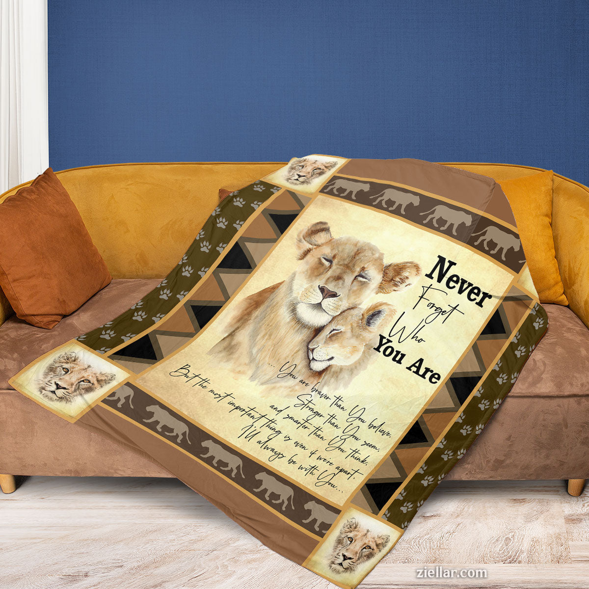 To My Daughter Lioness Quilt Blanket, Fleece Blanket Gift with Encouraging Words, Personalized