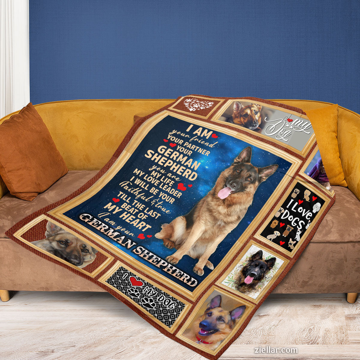 German Shepherd Dog Mom Quilt Blanket, Fleece Blanket Gift with Love Quote, Custome Name