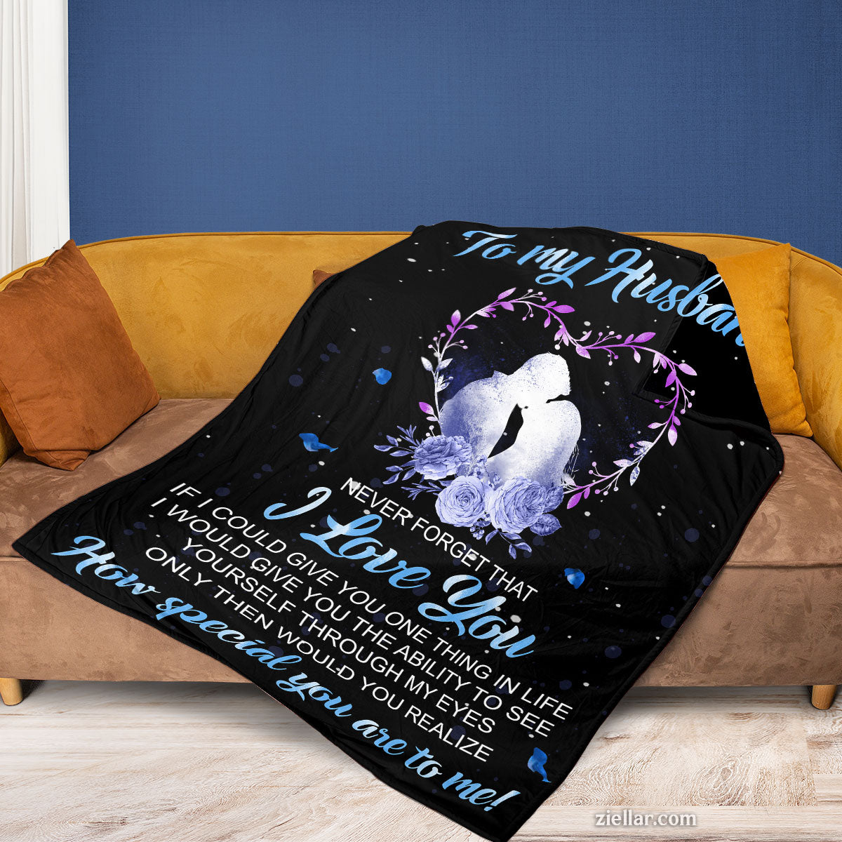 To My Husband Quilt Blanket, Fleece Blanket Gift for Husband with Romantic Note, Personalized